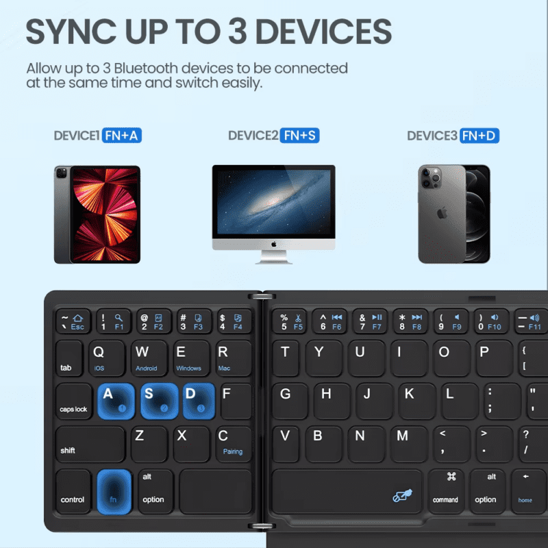 Compact Quad-Fold Wireless Keyboard - Image 2