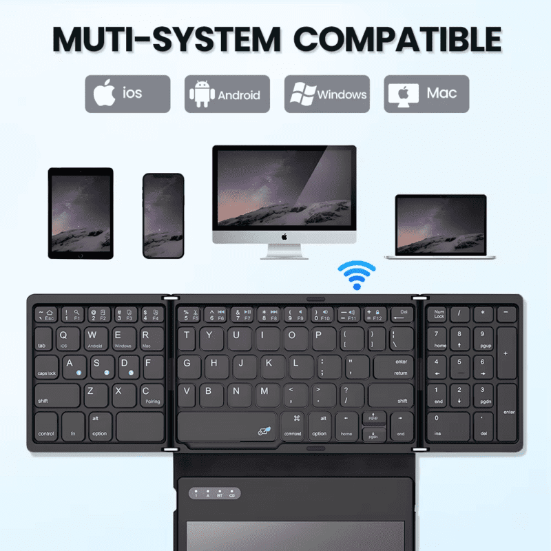 Compact Quad-Fold Wireless Keyboard - Image 4